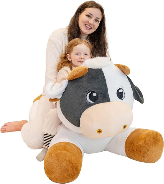 Giant Cow Stuffed Animals, Big Stuffed Cow Plush Toys, Jumbo Plushies Toy 39", Soft Large Farm Stuffed Animals Gifts for Kids Boys Girls on Birthday Children's Day Christmas
