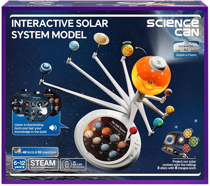 Science Can Solar System for Kids, Interactive Talking Solar System Model, STEM Planetarium Projector with 8 Planets, Space Toys Gift for Age 6-12 Boys & Girls, Classroom & Home Astronomy Learning