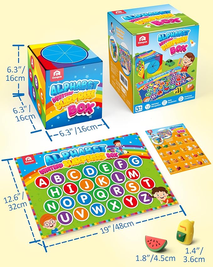 Coogam Mystery Surprise Box, Fine Motor Letter Matching and Sorting Game, 26pcs Alphabet Educational Montessori Learning Toy Gift for Preschool Kindergarten 3 4 5 Year Old