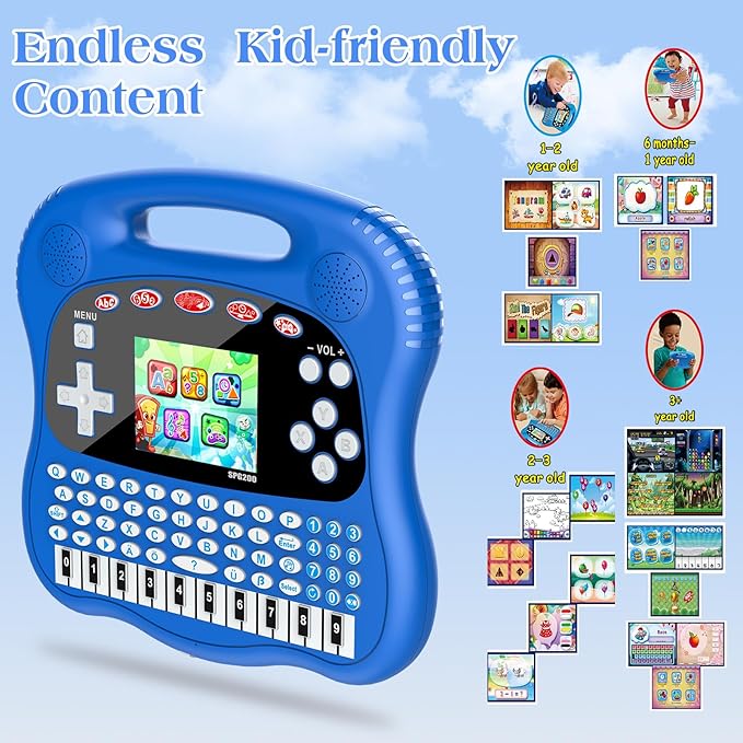 Kids Learning Tablet - 3.0" HD Color Screen Alphabet/Words//Math/Games/Music Preschool Interactive Educational Electronics for Boys and Girls