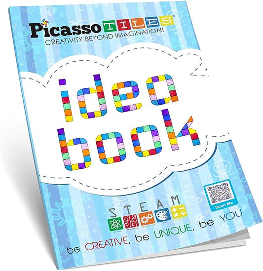 PicassoTiles Magnetic Tile Building Idea Book 230 Pages Illustrated Design Guide with 300 Creative Builds for Kids STEM Learning Creativity and Brain Development Educational Toy Ages 3 Plus PTIDEABOOK