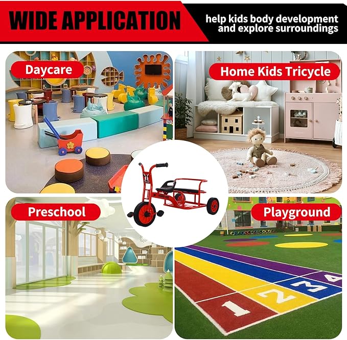 Kids Tricycle for Riders Ages 3-5 Preschool Playground Kids Tricycles, Daycare Toddler Tandem Trike，Children Tandem Bike, Outdoor Playground Equipment Trike