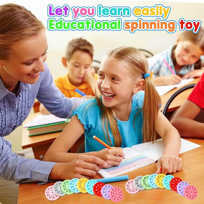 Math Fidget Spinners, Multiplication Game Fidget Toys for Kids, Math Facts Fidget Spinner Multiplication Division Math Toys for Home School 3rd Grade Classroom Prizes Christmas Stocking Stuffers