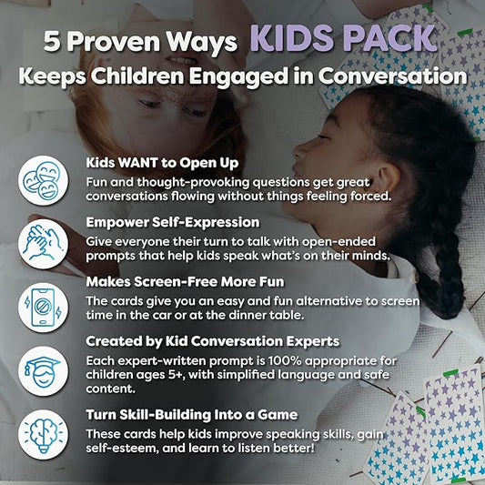 200 Kids Conversation Cards - Help Kids Put Down Tablets and Phones - Get Children to Enjoy Talking and Listening - Great for Car Rides and Family Dinners - A New Way to Express Themselves