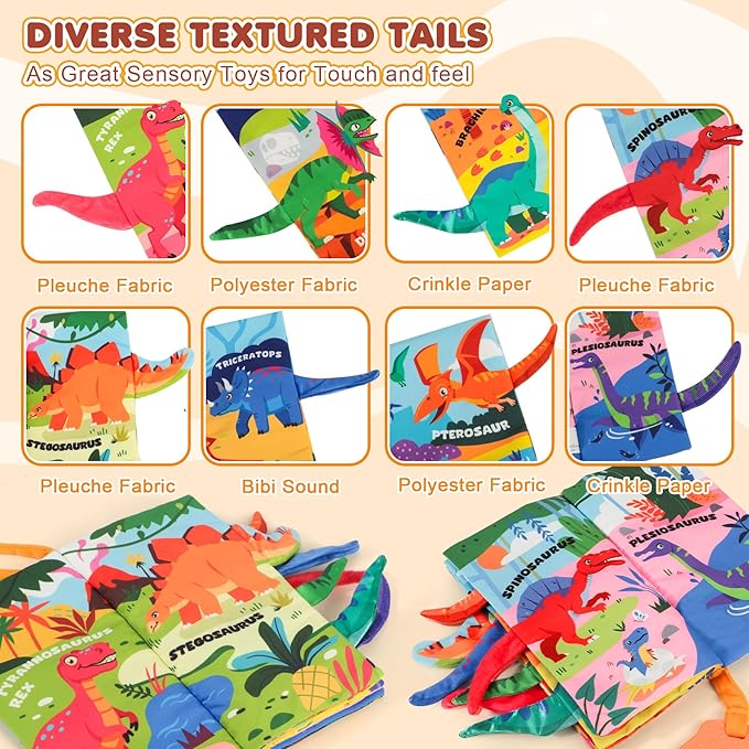 Soft Baby Book - Baby Toy - Newborn Boys Girls Shower Gift - Tummy Time Toy for Infant 0-6 6-12 Months - Touch and Feel Sensory Crinkle Book with Teether for Toddler