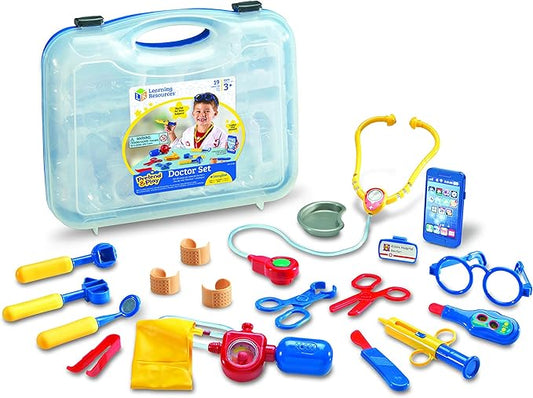 Learning Resources Pretend & Play Doctor Set Blue - Medical Kit for Kids, Role Play, Toddler Toys, Social Skills, Language Skills, Fine Motor, Birthday Gift for Boys and Girls