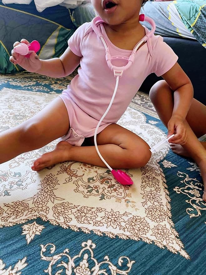 Toddler Doctor Kit - 12 Pieces & Carry Case - Dr Pretend Play Medical Toys, Kids Doctor Play Set for 3 4 5 6 7 8 Year Old Girl Birthday Gifts (Pink)