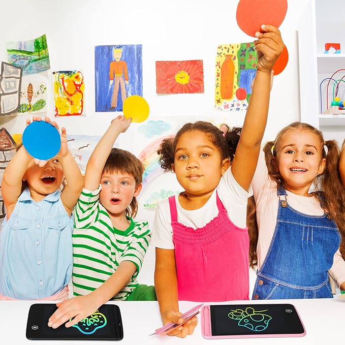 Zhehao 12 Pcs LCD Writing Tablet for Kids Colorful Drawing Doodle Board Drawing Tablet Erasable Reusable Electronic Draw Pad Gift for Boy Girl Xmas Educational Learning(6.5 Inch Screen,Vivid Color)