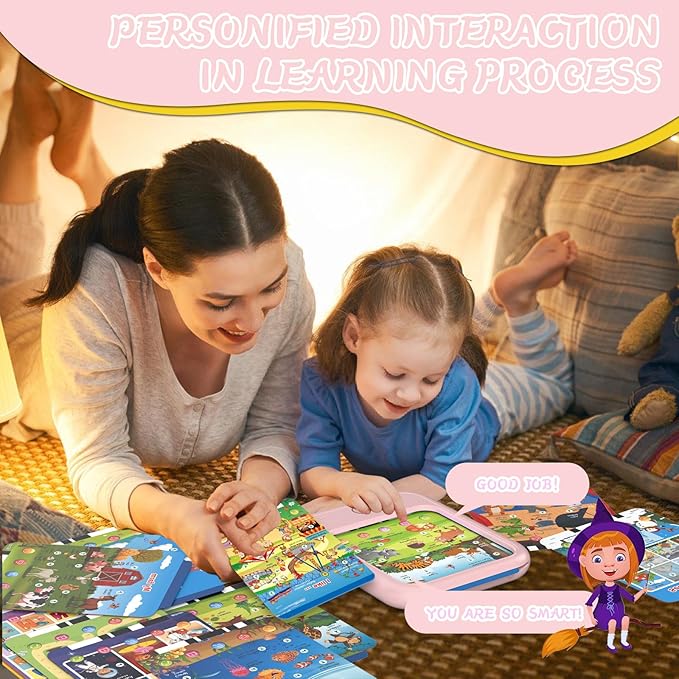 Kids Educational Learning Tablet Toy-Educational Tablet Toy to Interactive Learn Alphabets,Colors,Number,Foods,Jurassic Park,Animals,Learning Toys for Toddlers 2-6 Years Old,Gifts for Boys Girl