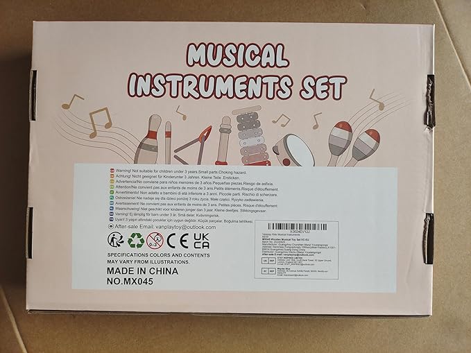 Musical Instruments - 6 in 1 Wooden Musical Toys for 2 3 Year Old Boy & Girls Birthday Gifts, Neutral Colors with Modern Boho Xylophone for Toddler Preschool Educational Toy for Baby 18+ Months