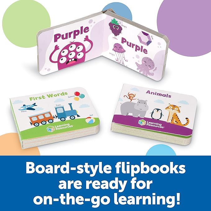 Learning Resources Skill Builders! Toddler Flipbook Library - 3 Pieces, Ages 2+, Educational Toys, Toddler Alphabet Activity Books, Homeschool Supplies