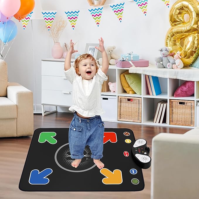 Kids Foldable Dance Mat, Soft Non-Slip Dance Pad with Built-in 8 Songs & MP3 External Play, Multiple Challenge Levels, Stimulate Kids’ Sports Talent, Ideal for Child Ages 3+