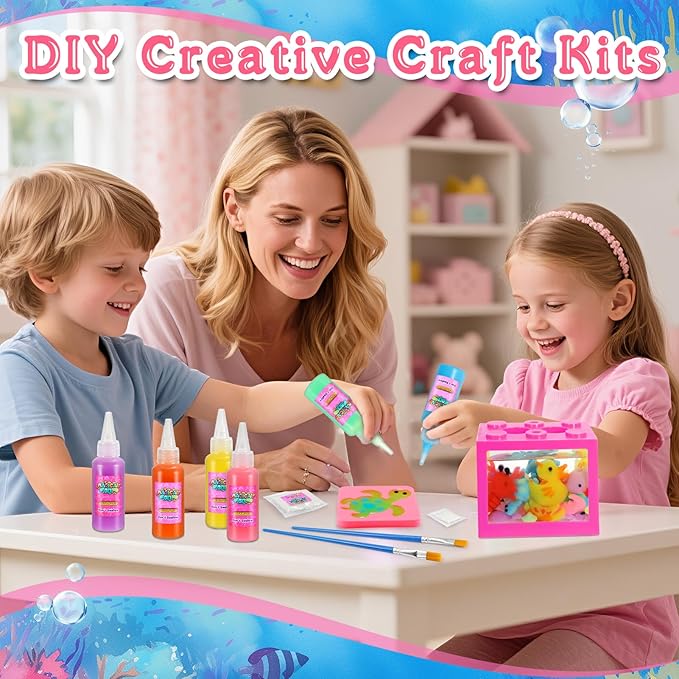MDINGTD Magic Water Elf Toy Kit: DIY Squishy Toys Art Crafts Kits with 12 Gels and 12 Molds, Make Your Own Creative Toys Party Favors Christmas Birthday Gifts for Girls Ages 4-12