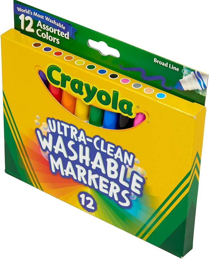 Crayola Broad Line Markers (12 Count), Washable Markers for Kids, Assorted Colors, Arts & Crafts Supplies, For Coloring Books & Art Projects, Ages 3+ (Pack of 2)