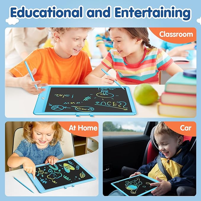 10 Inch Drawing Tablet, LCD Writing Tablet for Kids, Colorful Doodle Board Toddler Drawing Pad, Educational Learning & Travel Essential Kid Toy for 3 4 5 6 7 8-Year-Old Girls Boys (Blue)