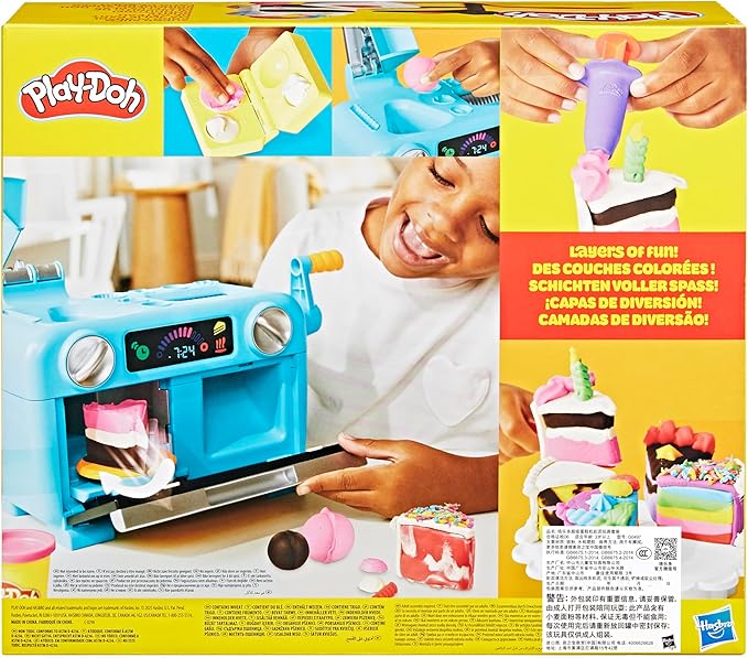 Play-Doh Super Slice Cake Playset, Toy Oven with Play Kitchen Accessories & 11 Modeling Compound Cans, Kids Arts & Crafts,, Ages 3+