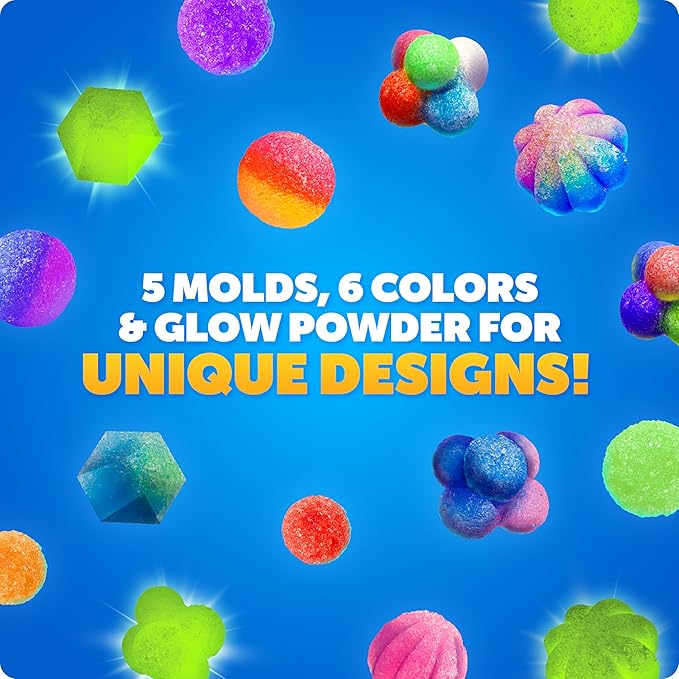 Blue Marble Bouncy Ball Science Kit - Make Up to 45 Glow in The Dark Bouncy Balls for Kids with 6 Colors & 5 Mold Shapes, DIY STEM Projects, Science Kit, Kids Science Projects