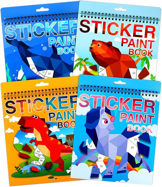 Sticker by Number for Kids Ages 4-8, 8-12 Stickers for Kids Animals Ocean Horse Dinosaurs Sticker Paint Puzzle Activity Books for Kids Girls Boys Birthday Party Favors Travel Toys