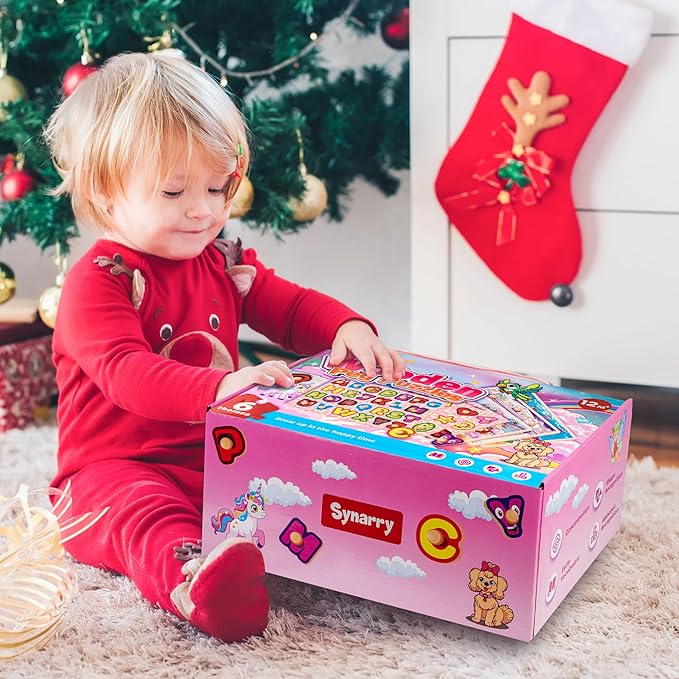 SYNARRY Wooden Puzzles for Toddlers 1-3, 6XSET Toddlers Puzzles Ages 1-3 with Rack, Learning Alphabet Number Shape Unicorn Princess Mermaid Animal, Christmas Toys Gifts for 1 2 3 Years Old Girl Gifts