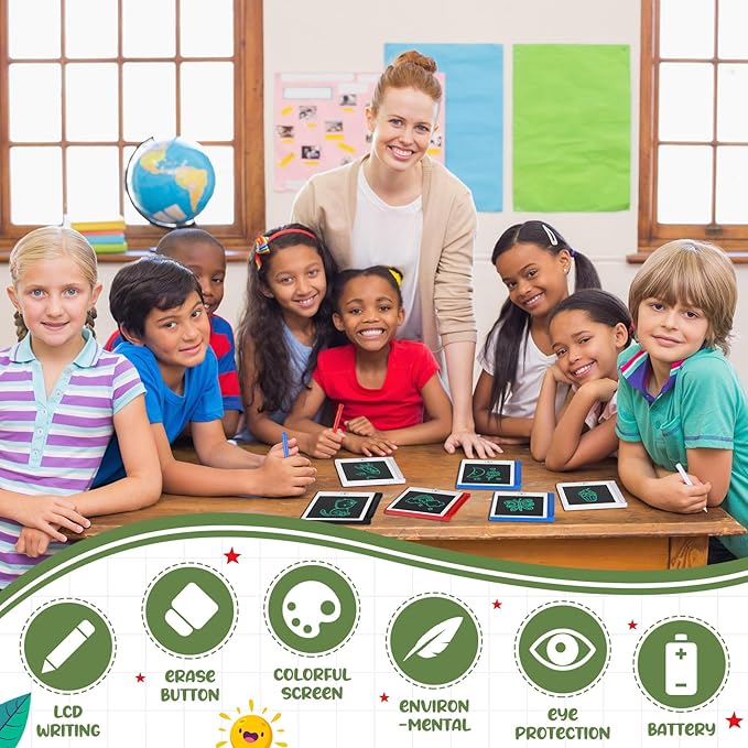 32 Pieces Mini LCD Writing Tablet 4.5 Inch Educational Toys Learning Writing Pad Erasable Drawing Pad Reusable Learning Toy Gift Preschool Art Toys for Girls Boys Birthday Favor (Bright Colors)