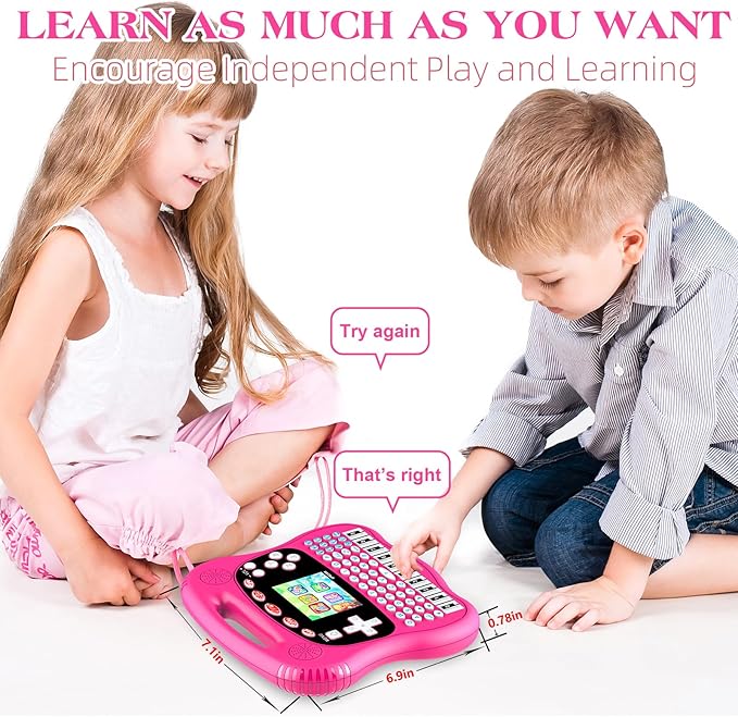 Interactive Early Learning Tablet - Educational Toys for Ages 2+ - Abc's, Words, Shapes, Numbers, Games, Music - Encourages Independent Play - Electronic Toys Gifts (Pink)