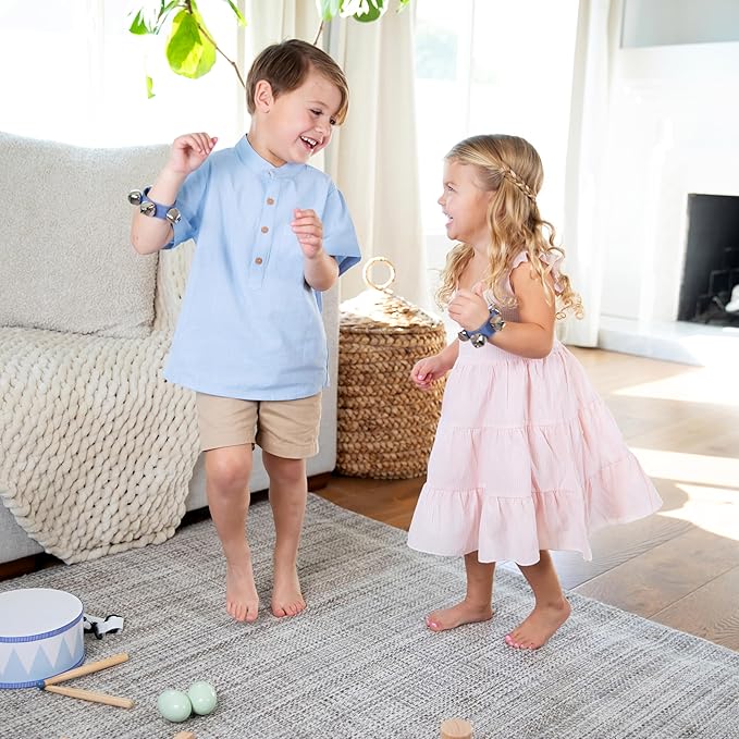 Baby Wooden Musical Instruments Set -7 PCS Montessori Percussion Toys for Toddlers & Kids - Safe Natural Wood Waldorf Toys for Hand-Eye Coordination, Sensory Play & Screen-Free Family Fun