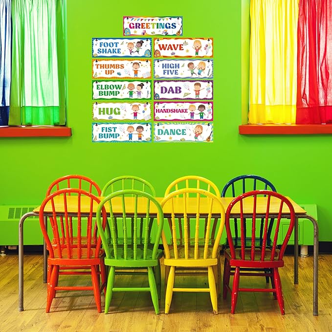 Wehhbtye Greeting Choice Classroom Rules Posters,Social Greeting Poster,Classroom Must Haves Poster for Teacher Supplies and Preschool