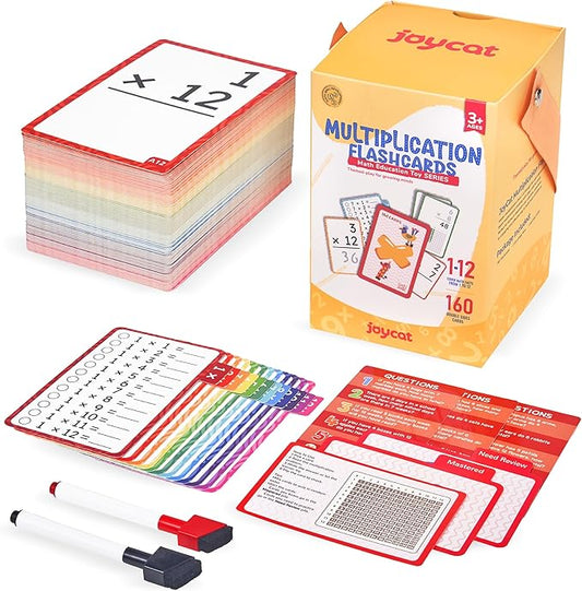 JoyCat 162 Multiplication Flash Cards - All Facts 1-12 Times Tables with Visual Aids Mastered & Review Sorting for Kids 3rd 4th 5th Grade or Homeschool Supplies