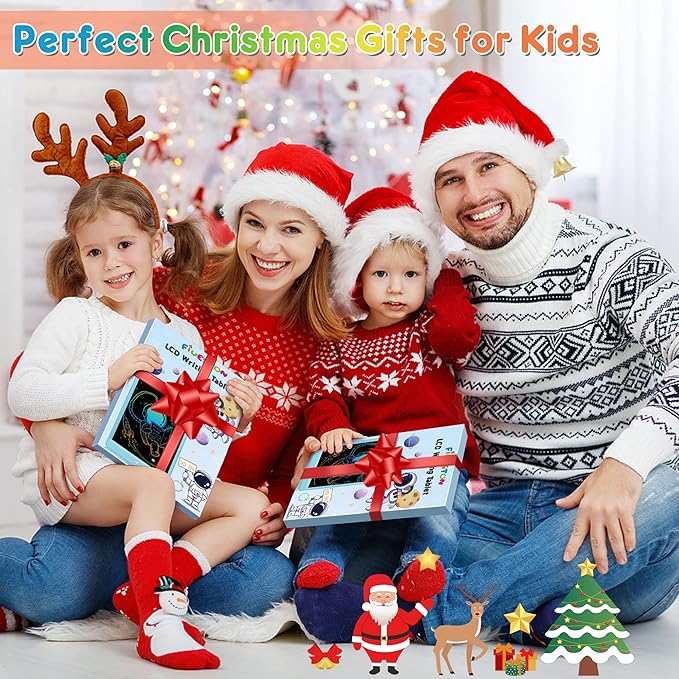 FLUESTON LCD Writing Tablet, Doodle Board Toys Gifts for 3-8 Year Old Girls Boys, 10 Inch Colorful Electronic Board Drawing Pad for Kids, Christmas Gifts for Toddler Educational Learning Travel,Orange