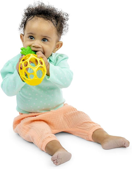 Bright Starts Oball Easy Grasp Pineapple Teether Toy, Hold My Own Collection, BPA Free, Unisex, Newborn and Up