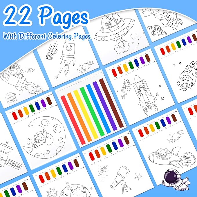Paint with Water Coloring Books for Toddlers, Watercolor Painting Book and Drawing Art Paper for Kids Ages 3 4 5 6 7 8 Years Old, Outer Space Art Craft for Drawing with Brush