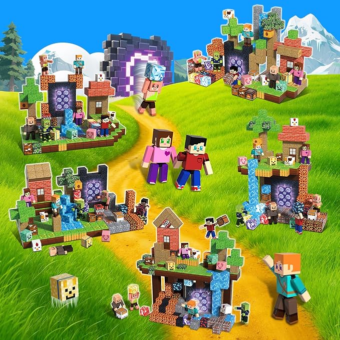 210PCS Magnetic Blocks with 8 Action Figures– 2025 STEM Magnetic Building Blocks for Kids Christmas, Creative Educational Play Set for Boys & Girls