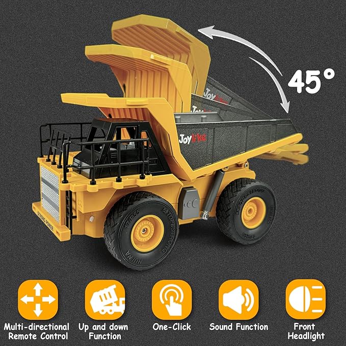 RC Excavator and Dump Truck Toy Set，2.4Ghz Metal Remote Control Construction Vehicle with Light&Sound, Best Christmas Toy for Boys 8+Year Old Kid