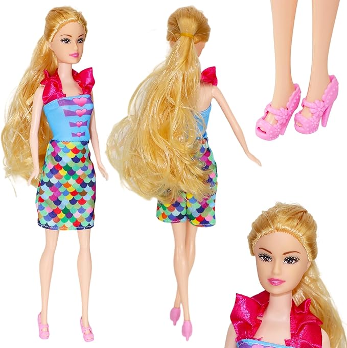 Princess Dolls Playset | 4 in 1 Fashion Mermaid Dolls for Dress Up & Role Play | Collectible Series Mermaid Toys Gift for Girls Age 4-7 | Birthday Party Christmas Children's Day Wish List