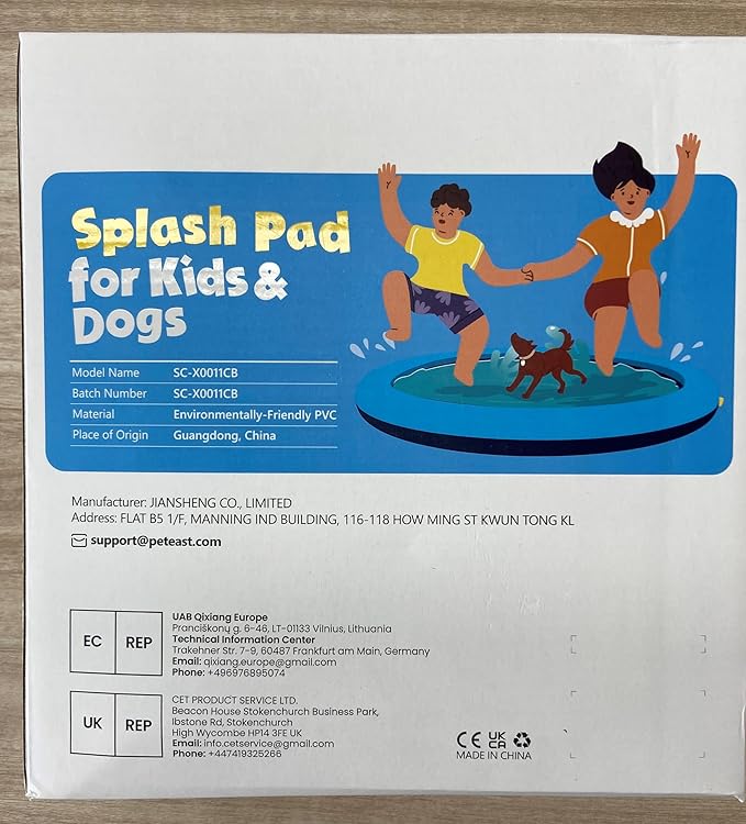 Peteast Splash Pad for Dogs & Kids - Anti-Slip Dog Pool for Large Dogs, 0.58 mm Thickened Durable Outdoor Water Play Mat, Summer Sprinkler Toy for Backyard (51inch)