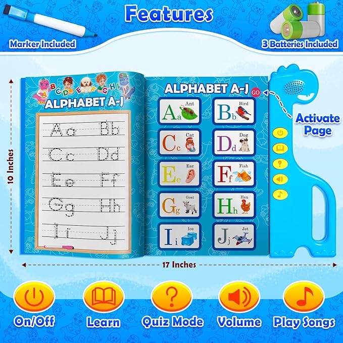 Curious 2 Learn ABC Learning for Toddlers | Learning Resources | English & Spanish Sound Book | Preschool Learning Activities | Educational Learning Toys | 4 Year Old Boy Birthday Gift