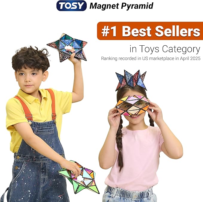 TOSY Magnet Pyramid Stone - 1 Cube Transforms into 1 Billion Shapes, 14 pcs (12 Puzzle pcs and 2 Spinners), 243 Magnets, Christmas Stocking Stuffers Gift for Kids, Creative Puzzle STEM Toy, 3-Pack