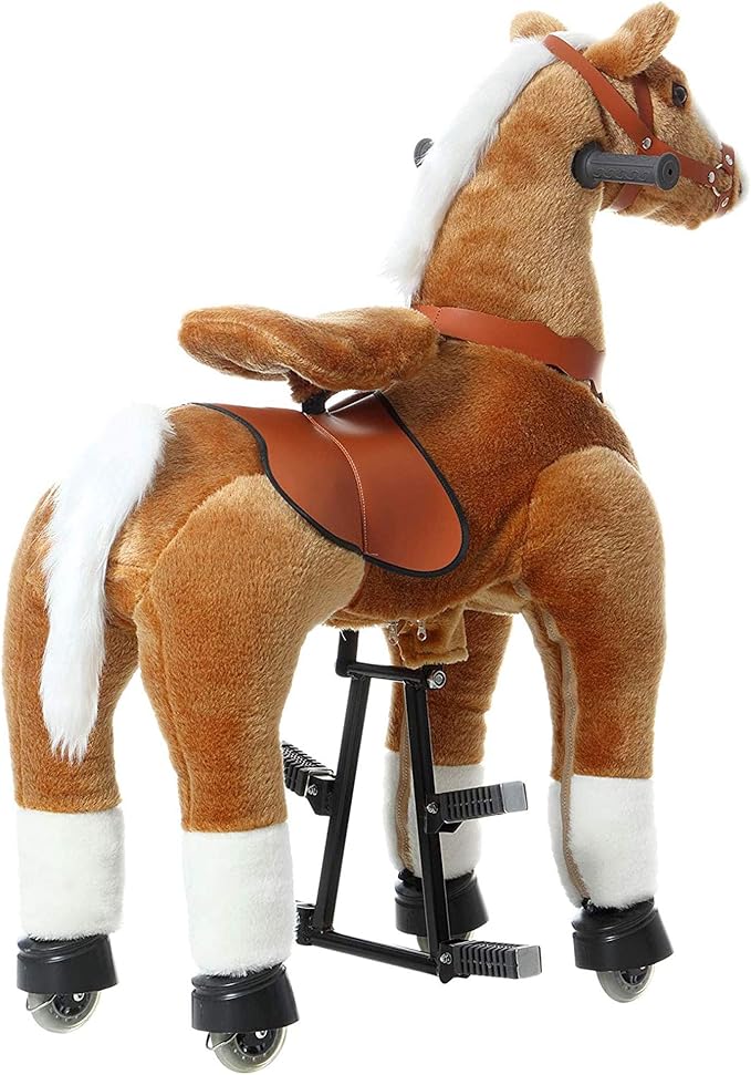 JoJoPooNy Ride on Horse Toy, Kids Ride on Toy for 6-14 Years Old, Premium Riding Horse Plush Animal Toy, Walking Horse Toy with Wheels (36 Inch Height)
