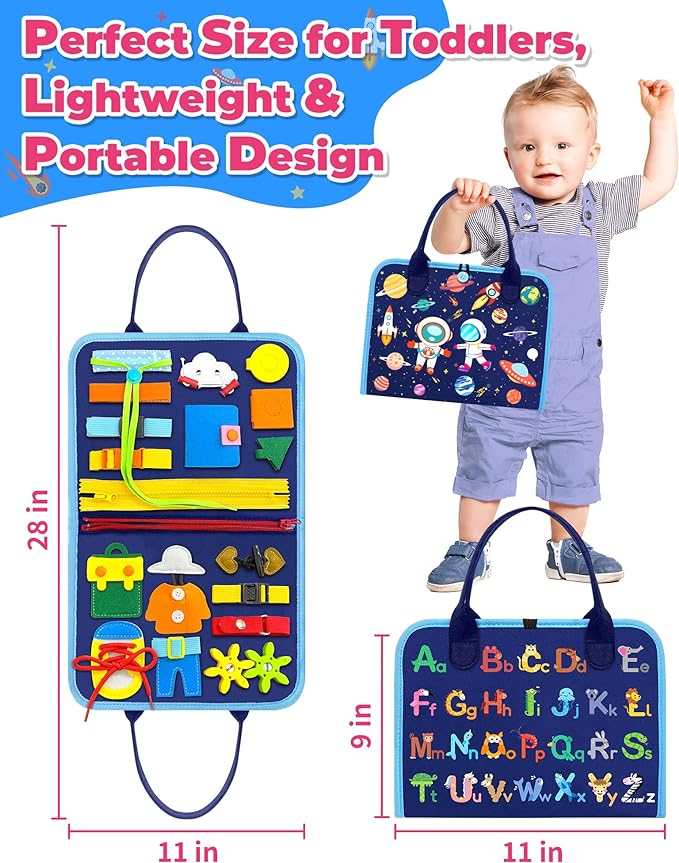 Gojmzo Busy Board Montessori Toys for Toddler Boy Birthday Gifts, Busy Book Sensory Toys for Toddlers, Learning Educational Toddler Travel Activities