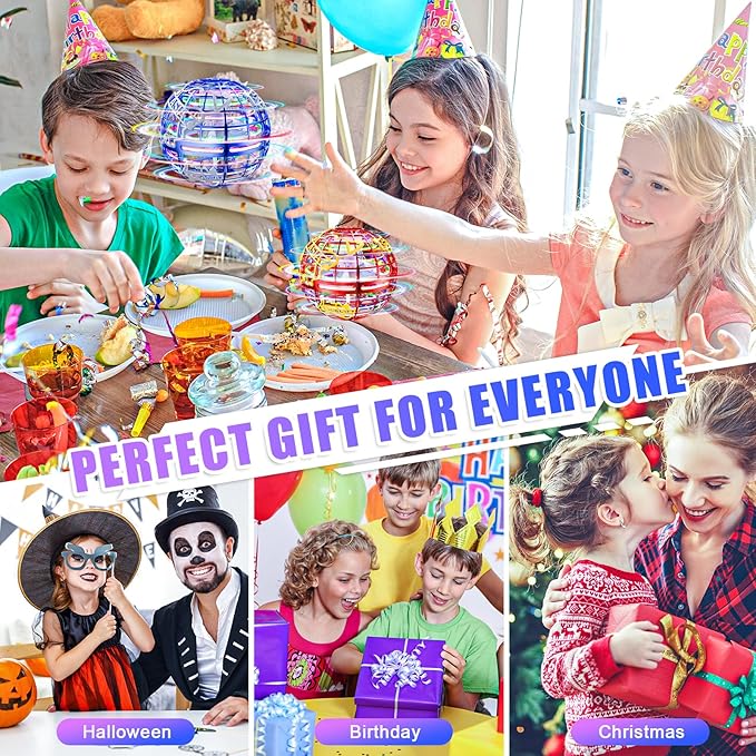 Flying orb Ball 2025 Hover Boomerang Ball 6 Lighting Effects Cool Toys Gift for 678910+ Year Kids Teen Adults Indoor Outdoor Flying Toy（Blue & Red）