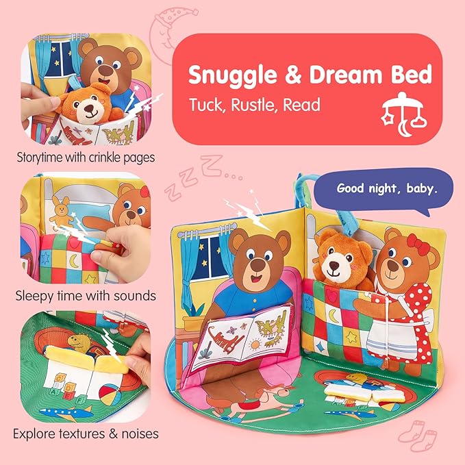 hahaland Baby Book for 1 Year Old - Touch and Feel Soft Activity Books Tummy Time Baby Toy 6 9 12 18 Months Interactive Book for Babies 6-12 Month on Airplane Christmas Birthday Gift Stocking Stuffers