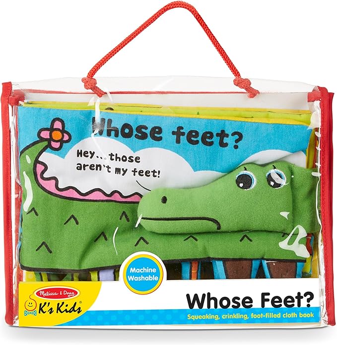 Melissa & Doug Soft Activity Baby Book - Whose Feet? Sensory Toys for Toddlers, Travel Toys for Toddlers Boys and Girls