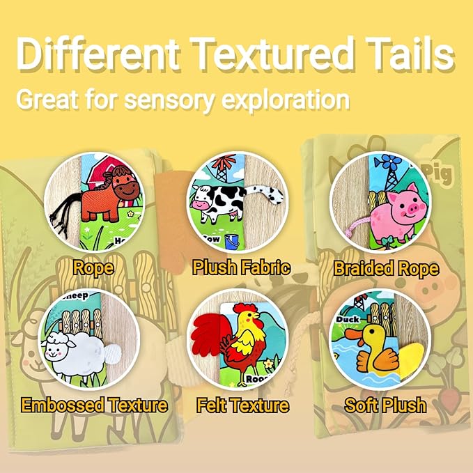 Sensory Baby Books 0-6 Months, Tummy Time Soft Cloth Baby Toys 3-4-5-7-8-9 6-12 Month Old, Newborn Infant Boy Christmas Shower Gifts Touch Feel Crinkle Book for Babies Girl Stocking Stuffers