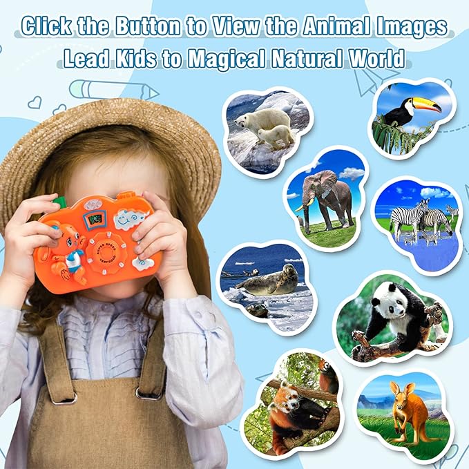 18Pcs Kids Toy Camera Set, 3 Color 6 Animal Patterns Viewfinder Camera Bulk for Goodie Bags Fillers Stuffers Return Gifts for Kids Toddlers Birthday Party Favors Age 1-3 3-5 Years Pretend Play Props