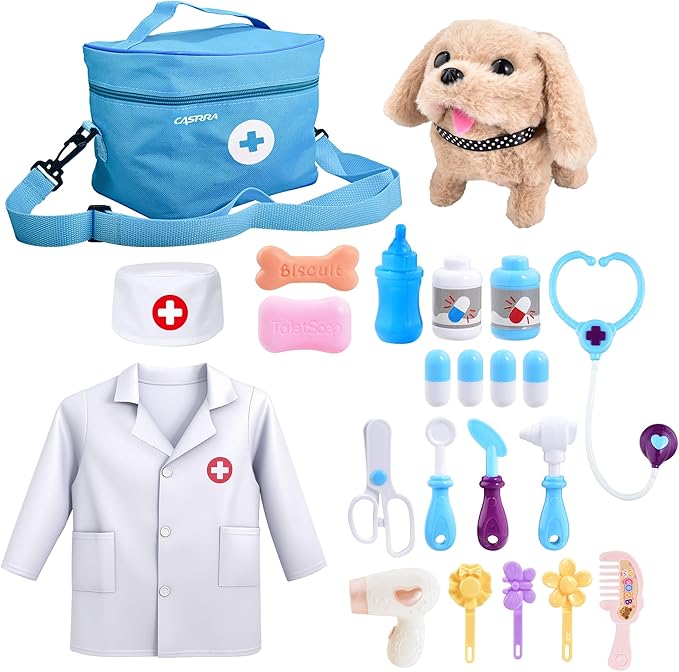 Doctor Kit for Toddlers 3-5 Doctors Play Set Toddler Girl Toys 3 4 5 Year Old Girl Birthday Gift Dog Puppy Vet Kit Kids Veterinarian Playset