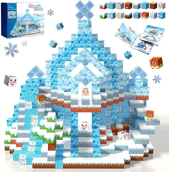 Magnetic Building Blocks Construction Set, Educational STEM Toy (Ice-Castle)