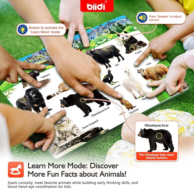 English Interactive Sound Book for Toddler3-5,Talking Activity Book,Educational Learning Toys for Boys Girls, Birthday Gifts for Kid Age 3 4 5 6 Year Old,Sensory Autism Toys,171 Animal,600+Sounds