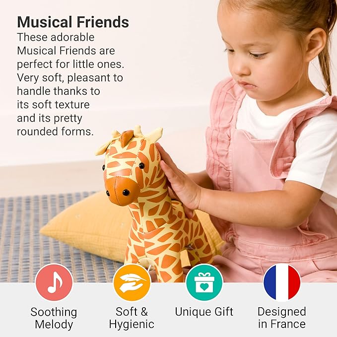 Little Big Friends Musical Baby Toy – Soft Plush Pull-String Cord Classical Toy for Baby & Toddlers | Soothing Stuffed Cuddly Animal Gift | Gina The Giraffe