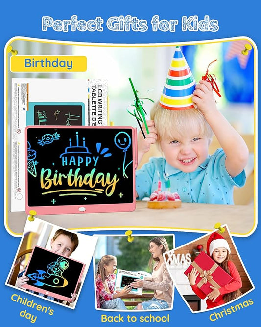 TEKFUN Easter Gifts for Kids, 16inch LCD Writing Tablet Drawing Board, Teen Girl Boy Gifts Age 10 and Up, Birthday Gifts for All Age Groups, Erasable Writing Tablet for Business Meeting (Pink)