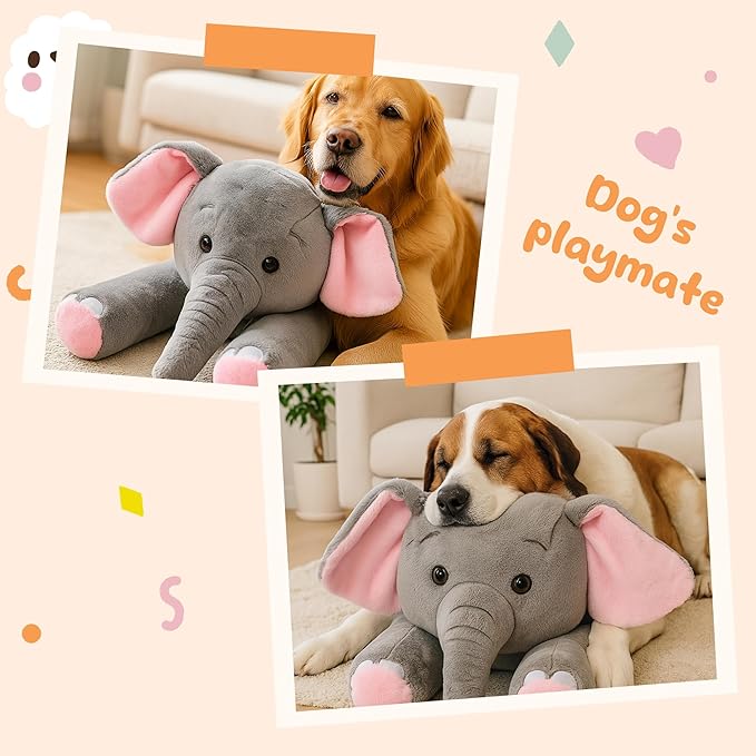 31.5" Large Elephant Stuffed Animal, Giant Grey Elephant Plush Toy Huge Size Fluffy Plushy Jumbo Plushie Birthday Gift for Kids,Toddlers